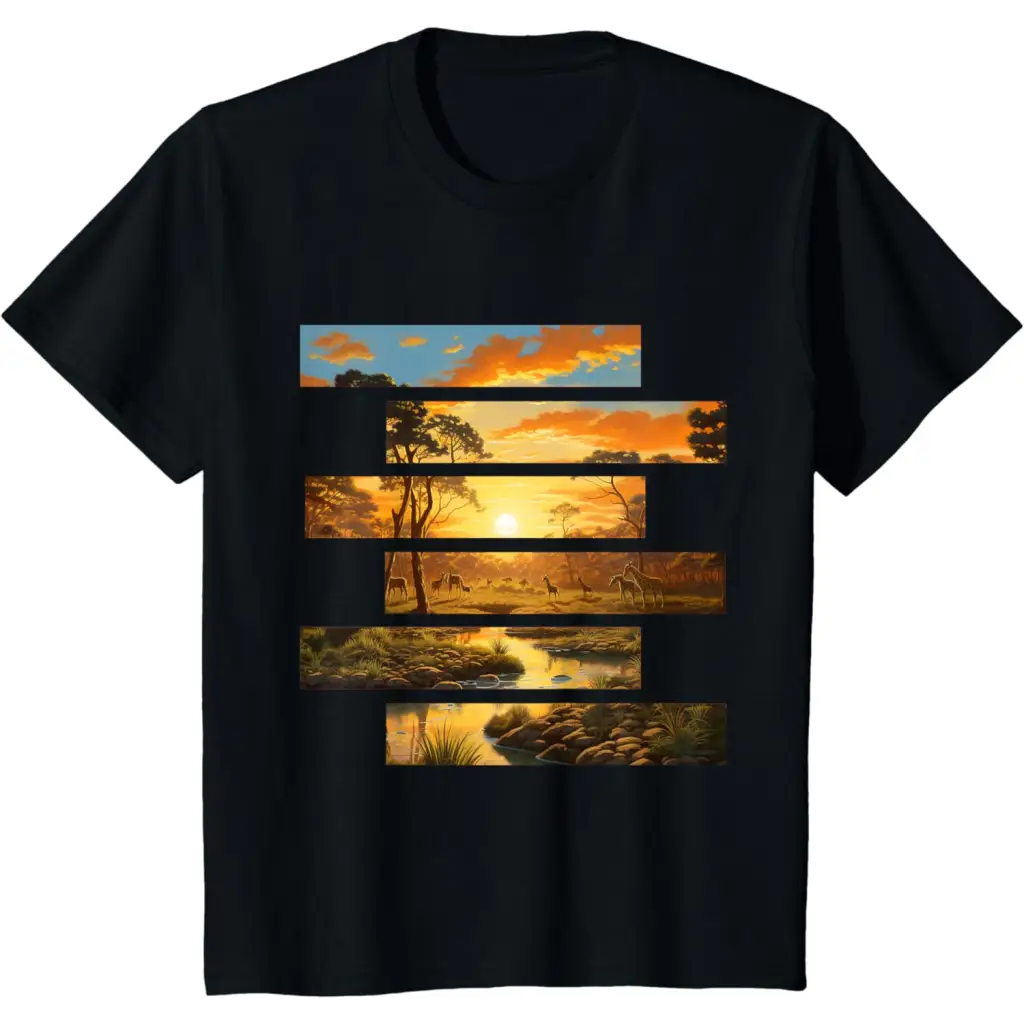 Savanna Serenity: Wildlife Wanderlust T-Shirt - Black