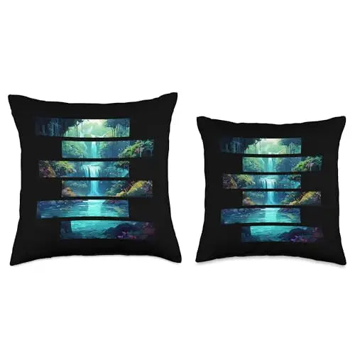 Serenity Falls: Hidden Jungle Cascades Throw Pillow Home