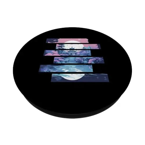Serenity in Stripes: Tranquil Temple at Twilight PopSockets