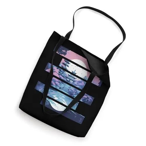 Serenity in Stripes: Tranquil Temple at Twilight Tote Bag