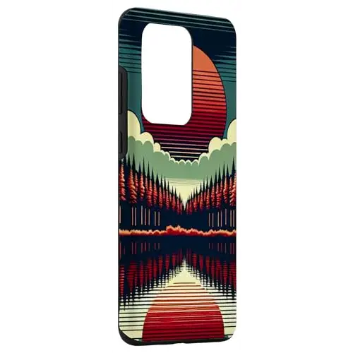 Serenity’s Glow: Red Sun Over Tranquil Waters Case (iPhone