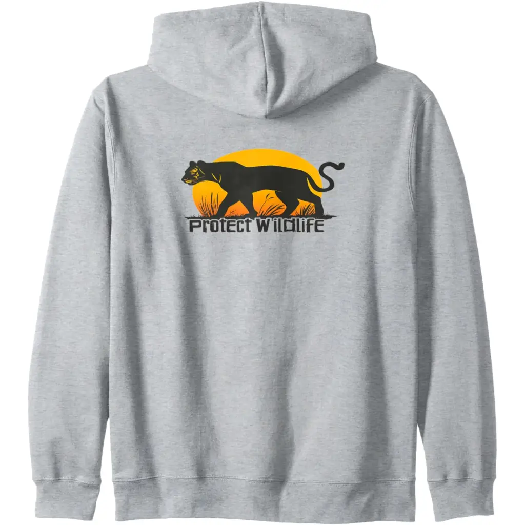 Shadow Guardian: Wildlife Protection Zip Hoodie - Heather