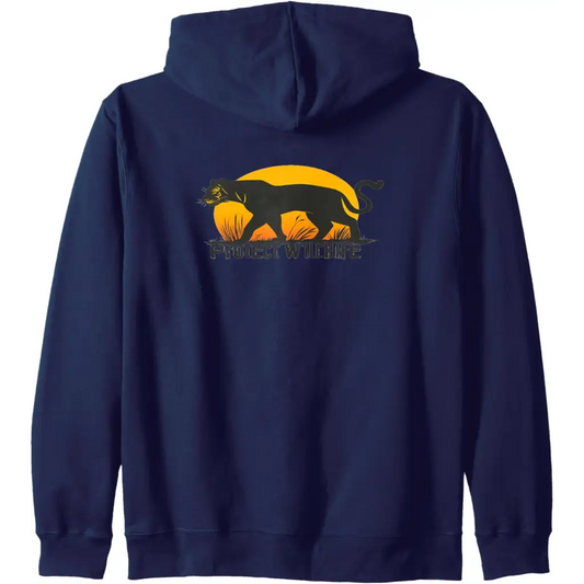 Shadow Guardian: Wildlife Protection Zip Hoodie - Navy Blue