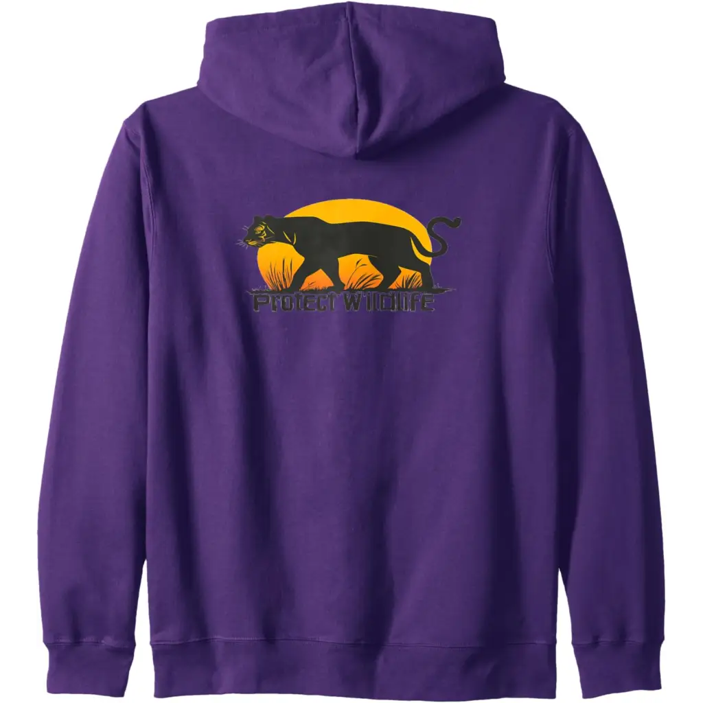 Shadow Guardian: Wildlife Protection Zip Hoodie - Purple