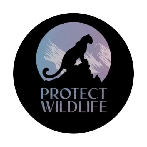 Silhouette of a Leopard on Snowy Mountain Peaks PopSockets