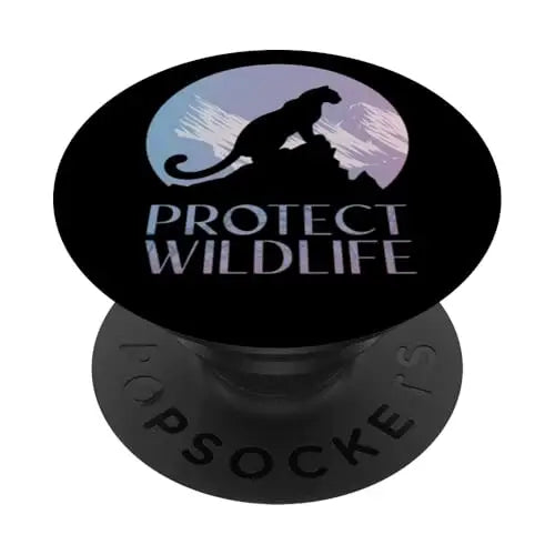 Silhouette of a Leopard on Snowy Mountain Peaks PopSockets