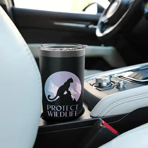 Silhouette of a Leopard on Snowy Mountain Peaks Stainless