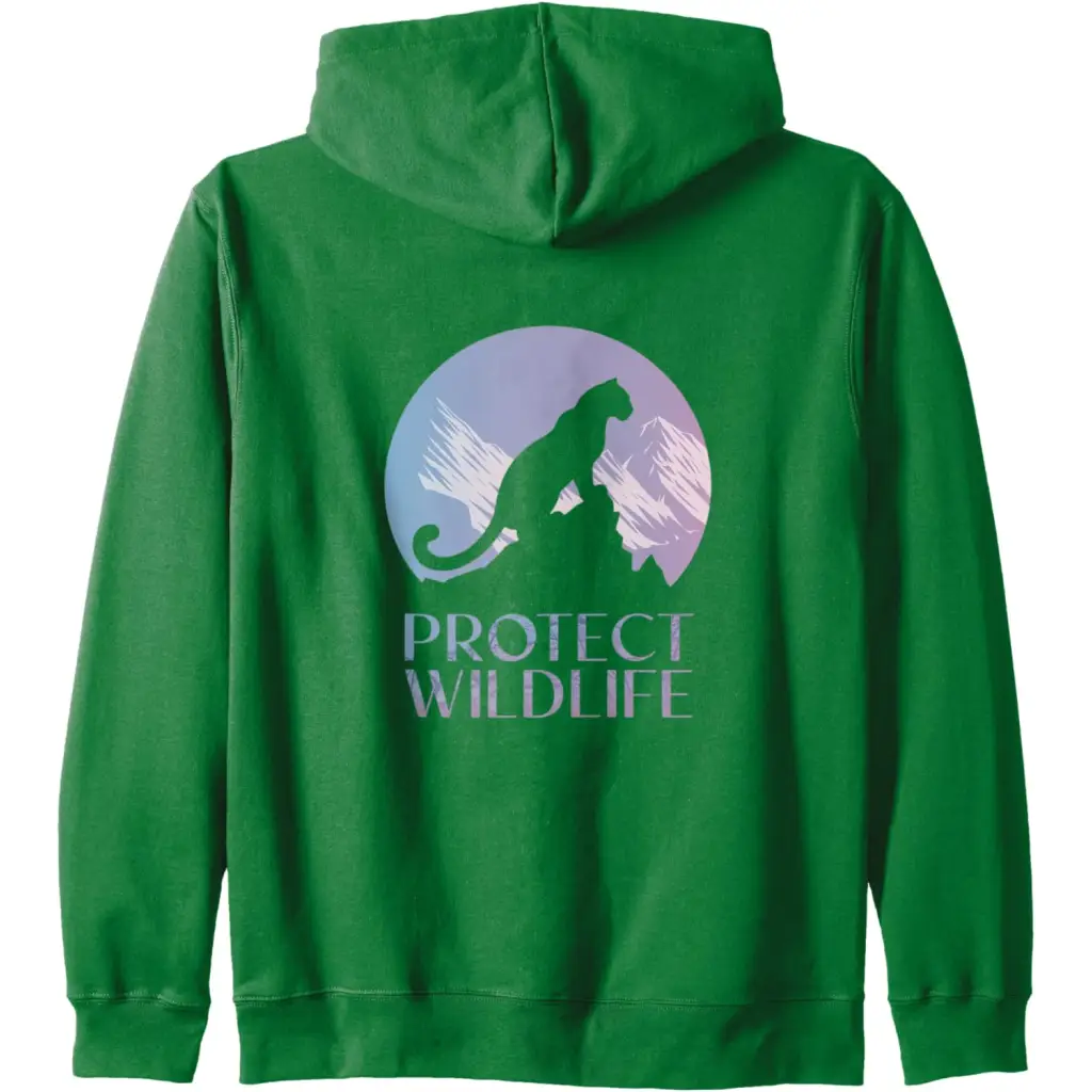 Silhouette of a Leopard on Snowy Mountain Peaks Zip Hoodie