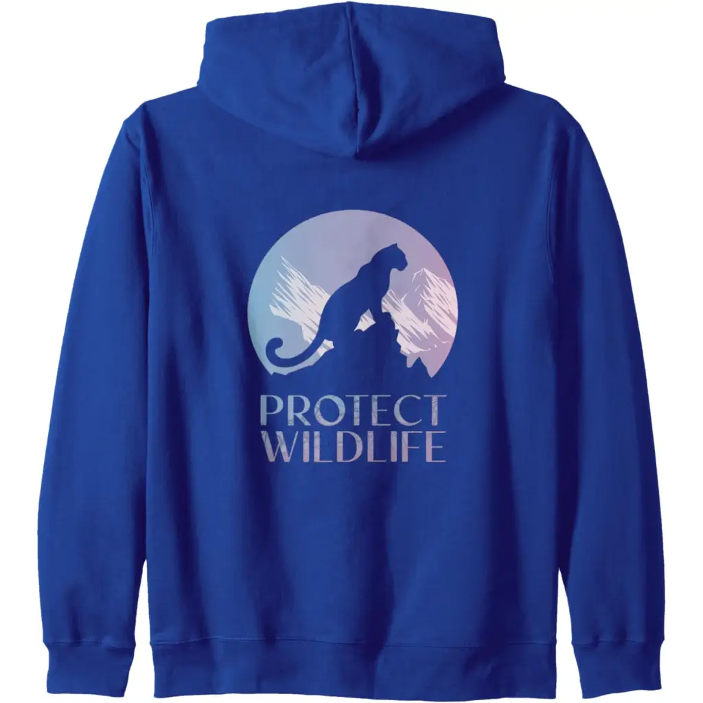 Silhouette of a Leopard on Snowy Mountain Peaks Zip Hoodie