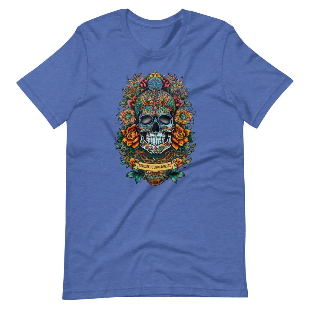 Skull Embellished with Vibrant Flowers T-shirt #2 - Heather