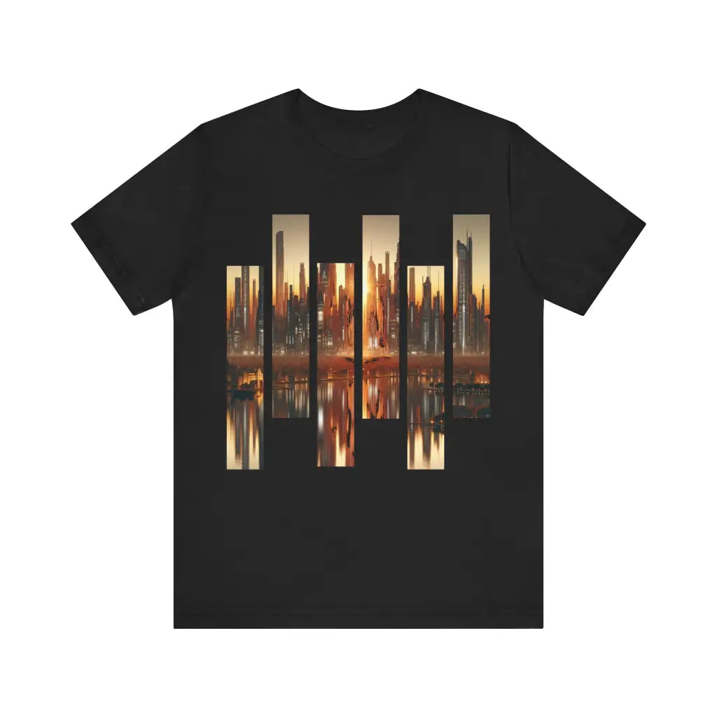 Skyscraper Silhouettes at Sunrise Jersey Short Sleeve Tee