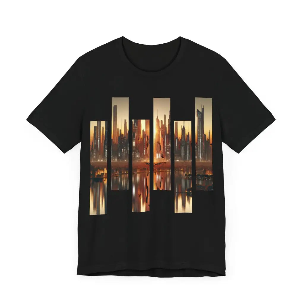 Skyscraper Silhouettes at Sunrise Jersey Short Sleeve Tee T