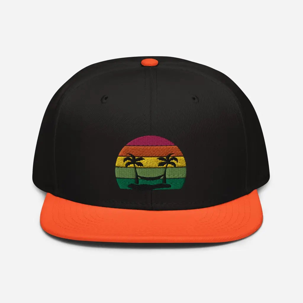 Smiley Face Beachy Palm Trees Vaca Snapback Hat - Orange