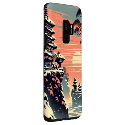 Snowy Serenity: Pagodas in Sunset Splendor Case (iPhone