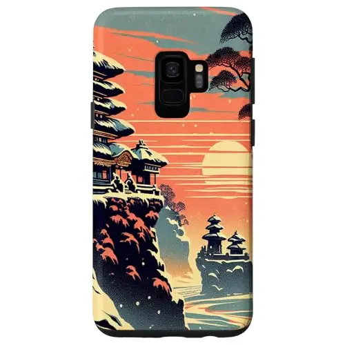 Snowy Serenity: Pagodas in Sunset Splendor Case (iPhone