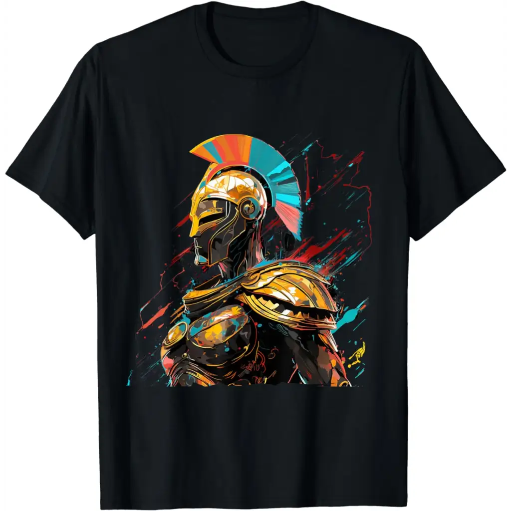 Spartan Valor: The Side Profile of Courage T-Shirt - Black