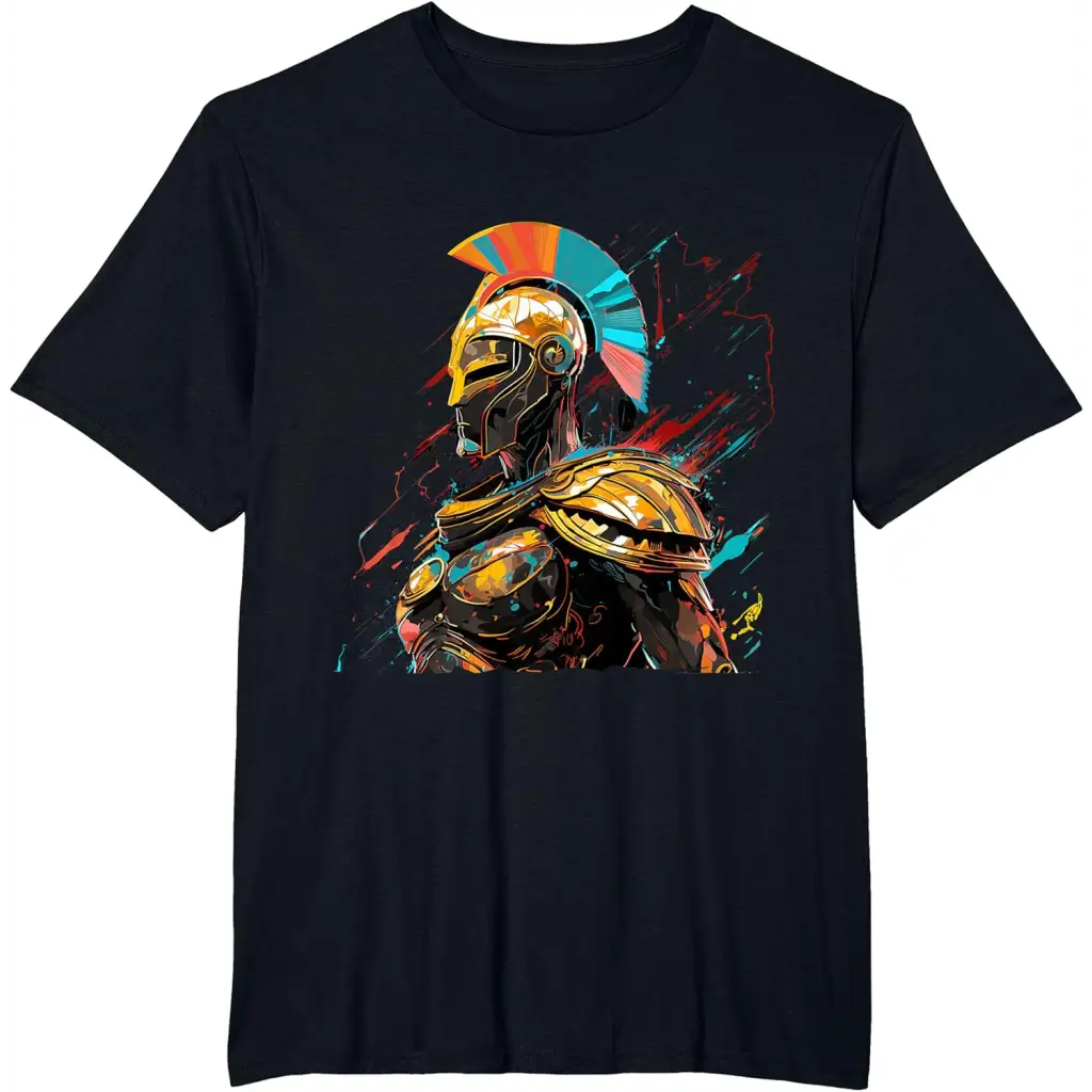 Spartan Valor: The Side Profile of Courage T-Shirt - Black