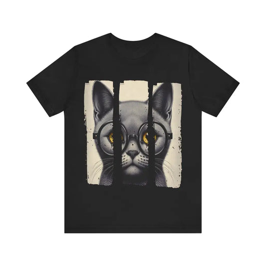 Spectacled Feline Portrait - Jersey Short Sleeve Tee