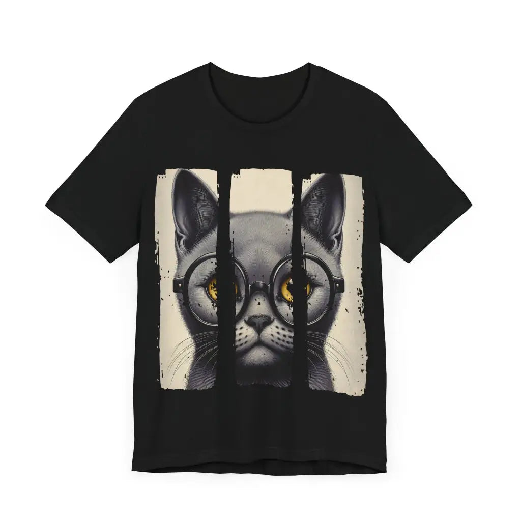 Spectacled Feline Portrait - Jersey Short Sleeve Tee