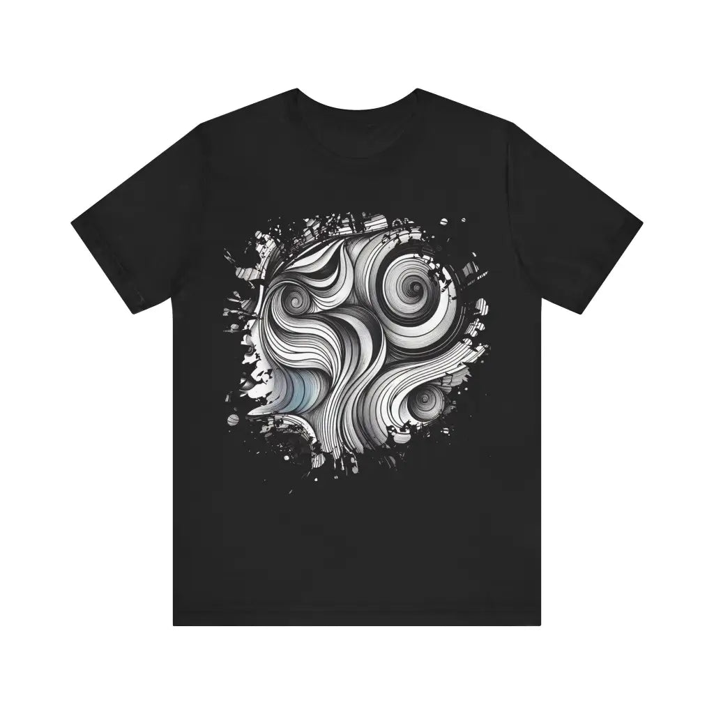 Spiral Illusion Portrait - Jersey Short Sleeve Tee - Black