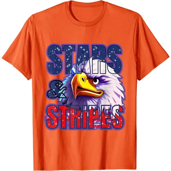 Men’s Stars and Stripes 4th of July - orange / S - T-Shirt