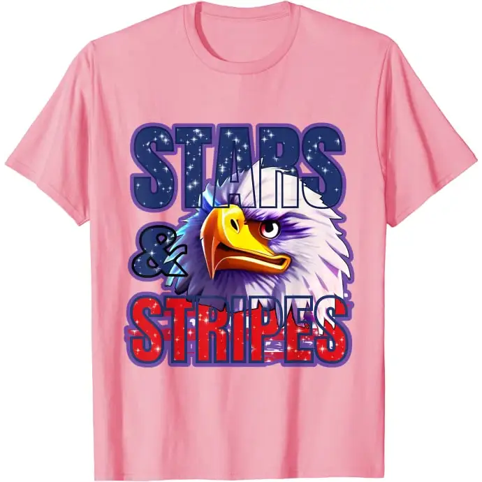 Men’s Stars and Stripes 4th of July - pink / S - T-Shirt