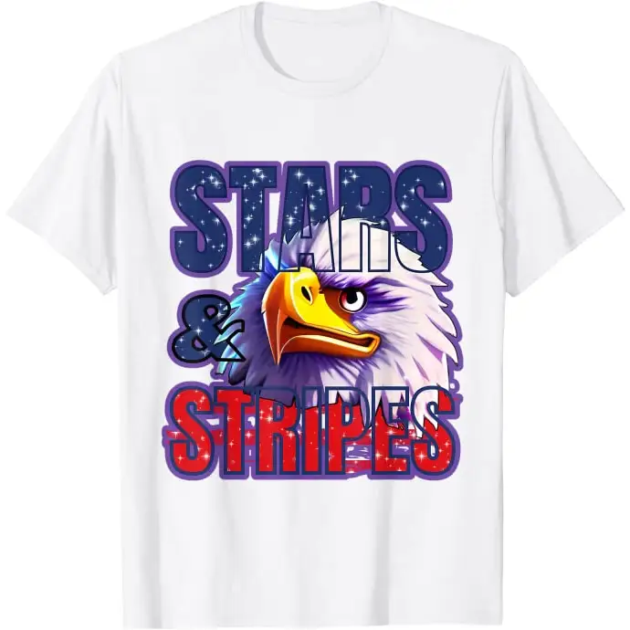 Men’s Stars and Stripes 4th of July - white / S - T-Shirt