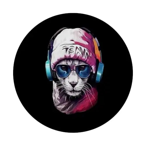 Streetwise Cool: The Hip Hop Cat Vibe PopSockets Swappable