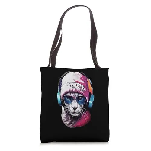 Streetwise Cool: The Hip Hop Cat Vibe Tote Bag Apparel