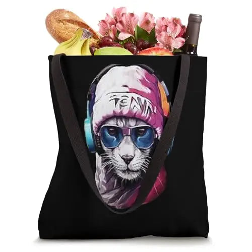 Streetwise Cool: The Hip Hop Cat Vibe Tote Bag Apparel