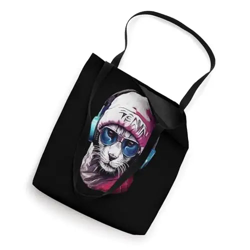 Streetwise Cool: The Hip Hop Cat Vibe Tote Bag Apparel