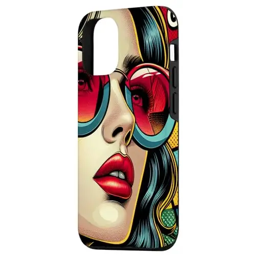 Stylish Woman with Sunglasses: Vibrant Comic Art Case