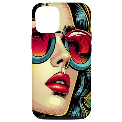 Stylish Woman with Sunglasses: Vibrant Comic Art Case