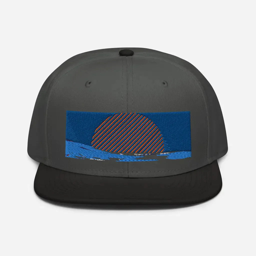 Summer Sun and Wave Snapback Hat - Black / Charcoal gra