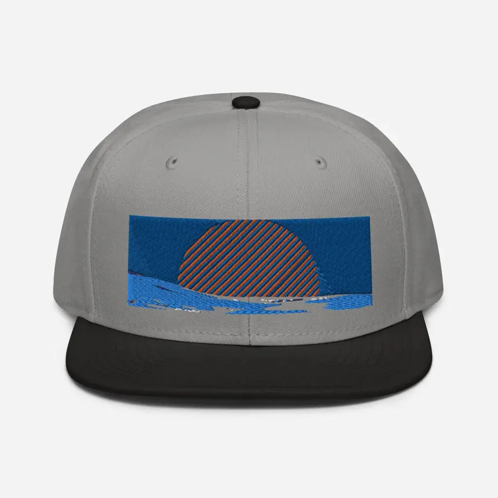 Summer Sun and Wave Snapback Hat - Black / Gray