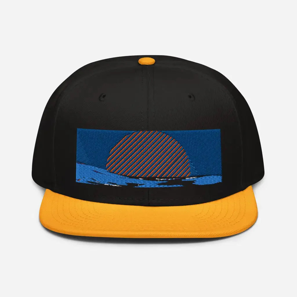 Summer Sun and Wave Snapback Hat - Gold / Black