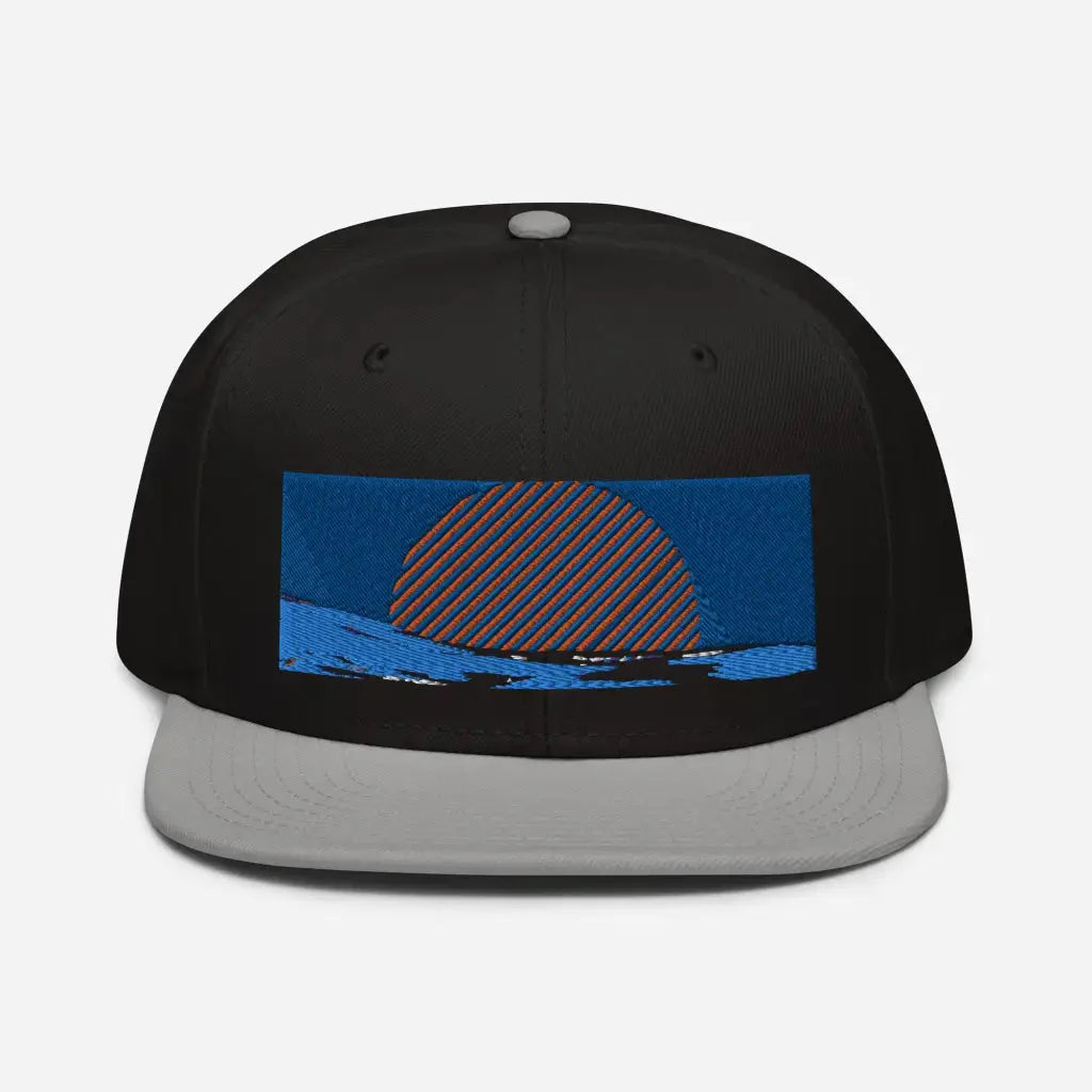 Summer Sun and Wave Snapback Hat - Gray / Black