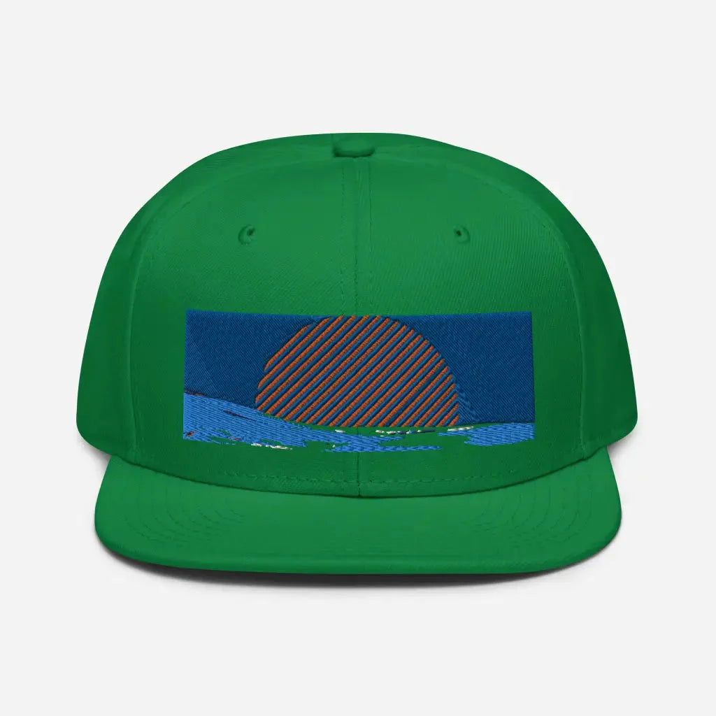 Summer Sun and Wave Snapback Hat - Kelly green