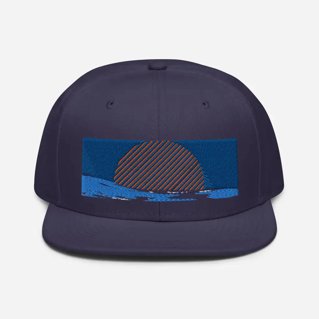 Summer Sun and Wave Snapback Hat - Navy blue