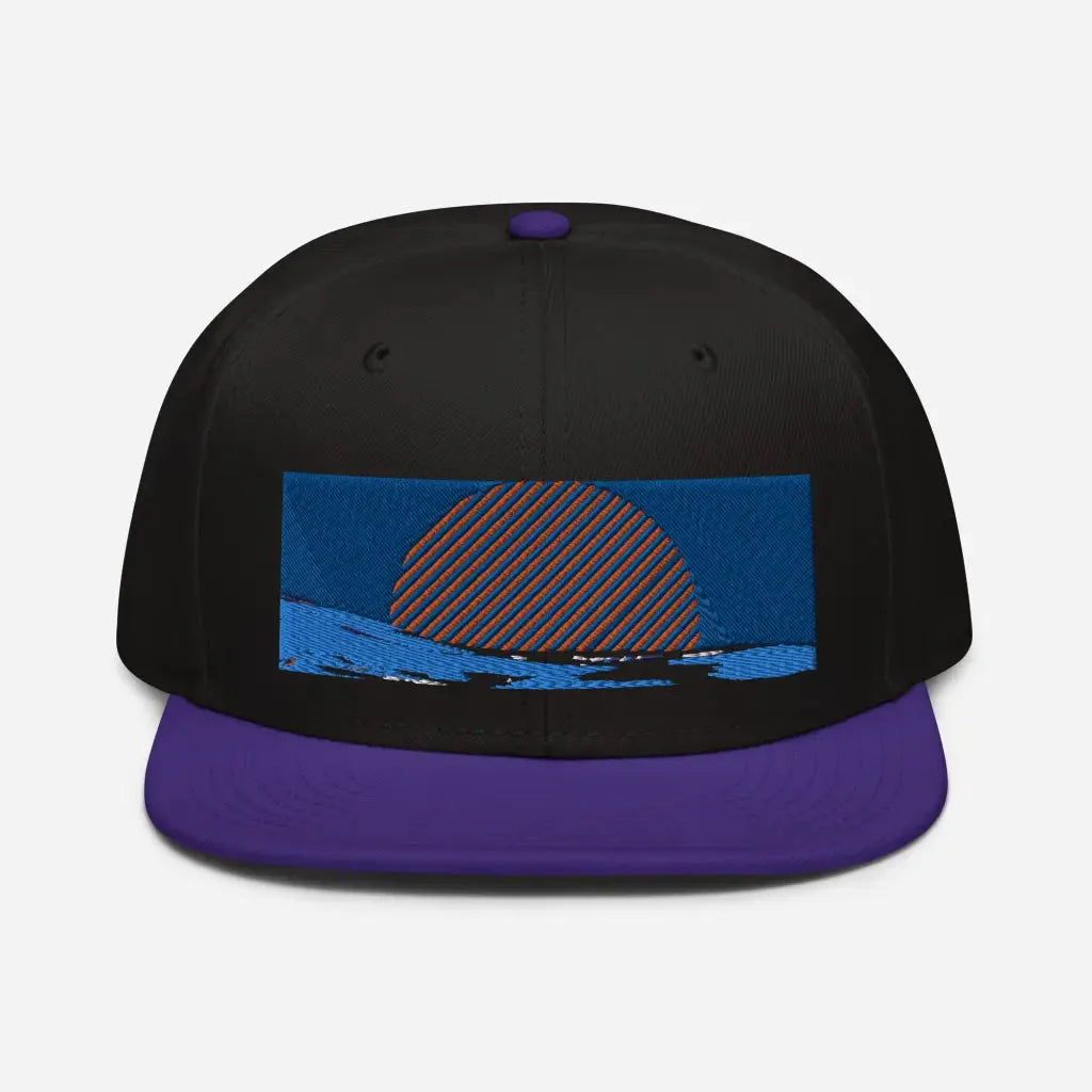 Summer Sun and Wave Snapback Hat - Purple / Black / Bla