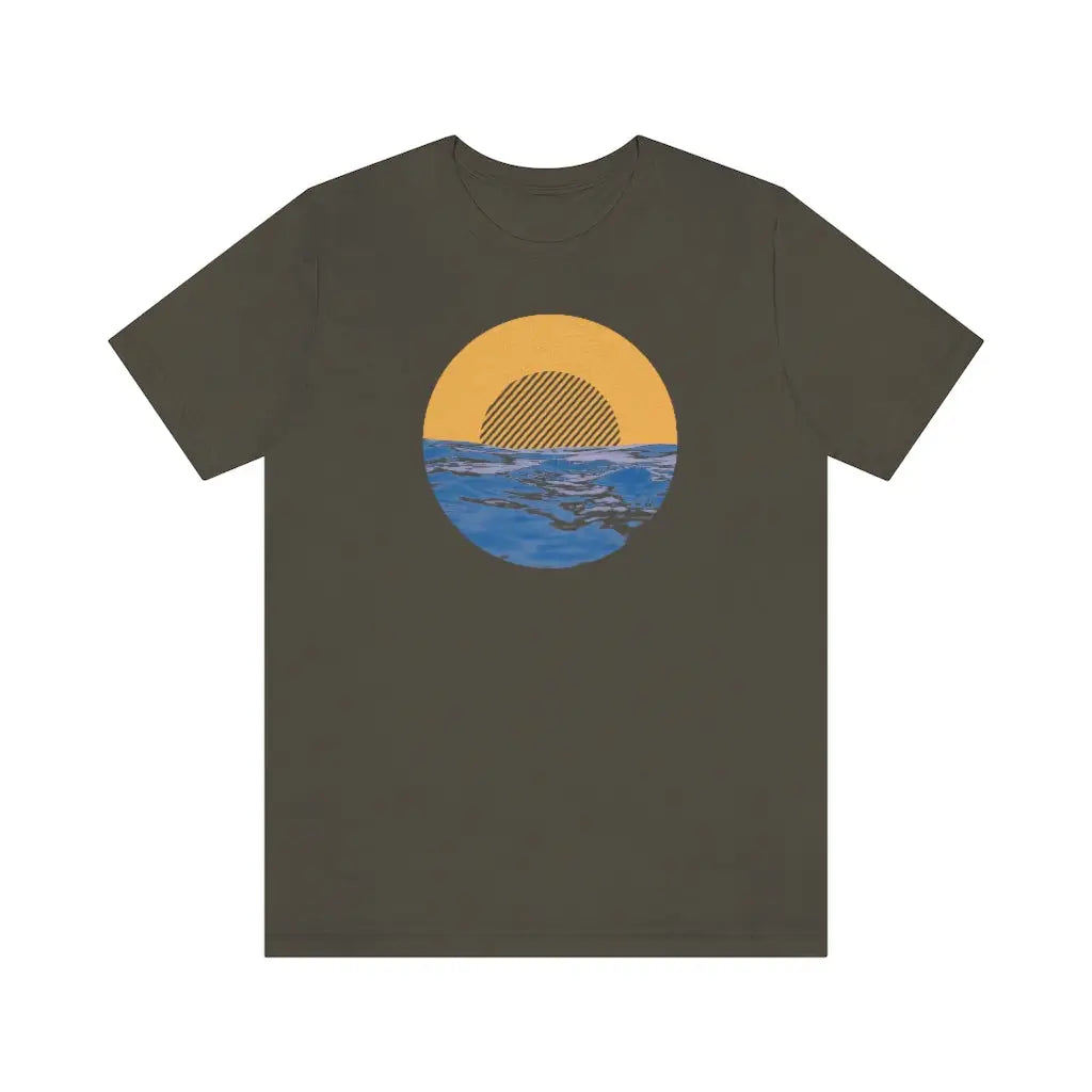 Summer Sun and Waves Tee - Army / S - T-Shirt