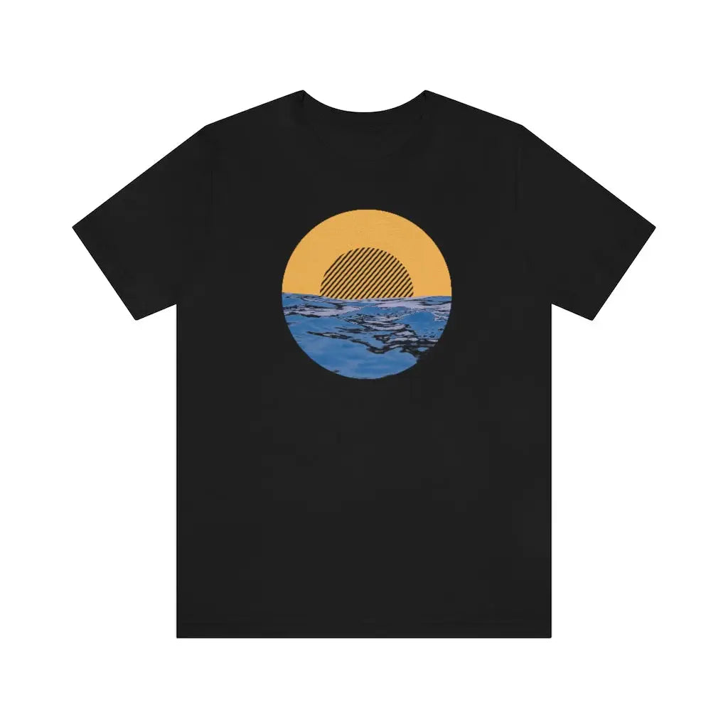 Summer Sun and Waves Tee - Black / S - T-Shirt