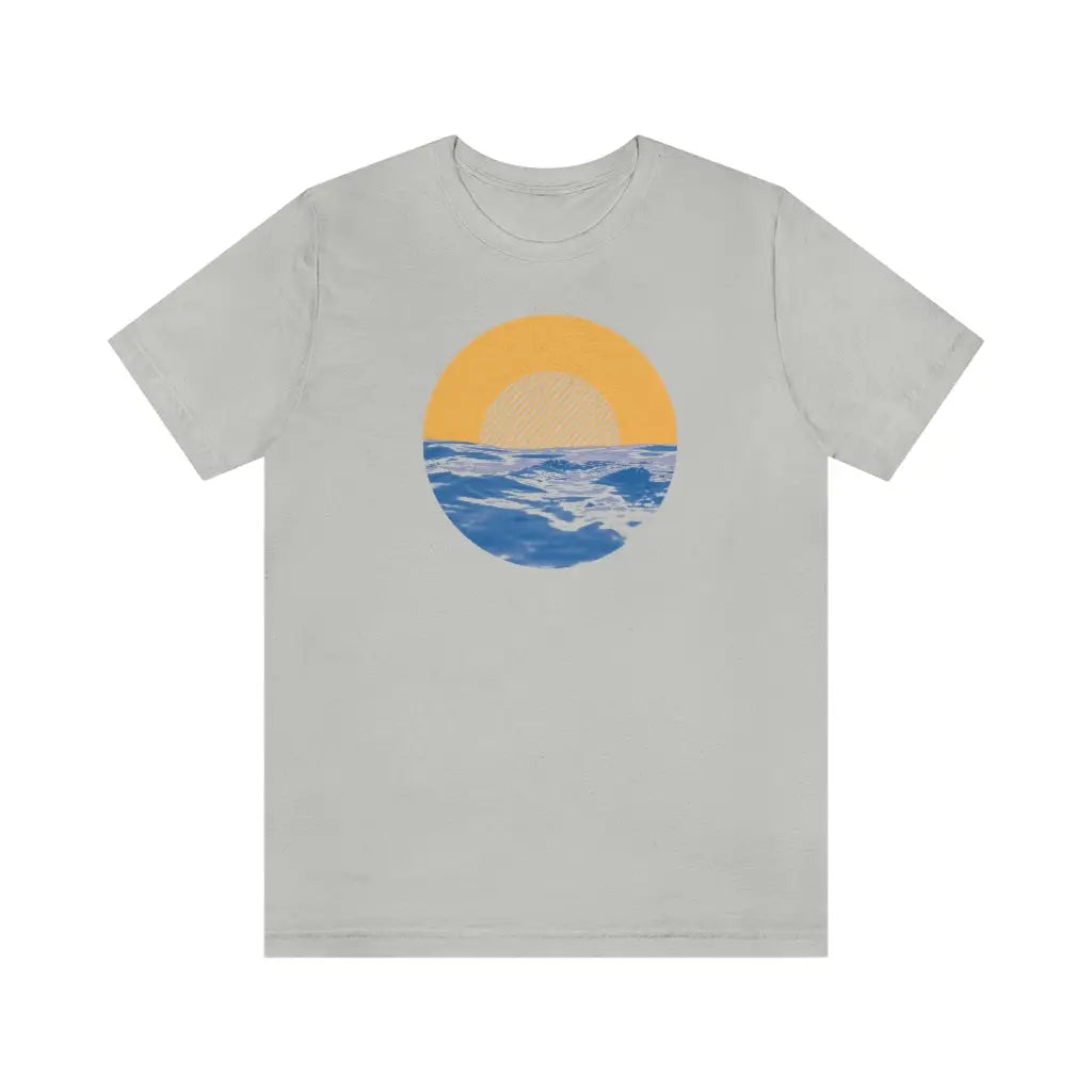 Summer Sun and Waves Tee - Silver / S - T-Shirt