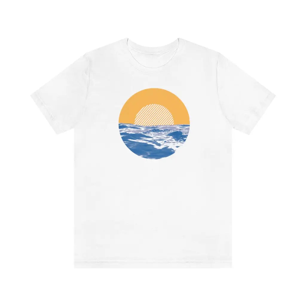 Summer Sun and Waves Tee - White / M - T-Shirt