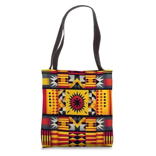 Sunburst Tapestry: Tribal Geometric Patterns Tote Bag
