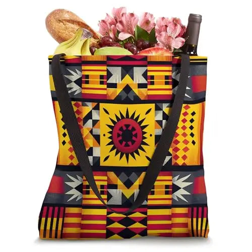 Sunburst Tapestry: Tribal Geometric Patterns Tote Bag