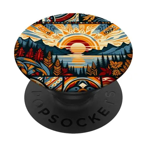 Sunset Harmony: Tribal Nature Mosaic PopSockets Swappable