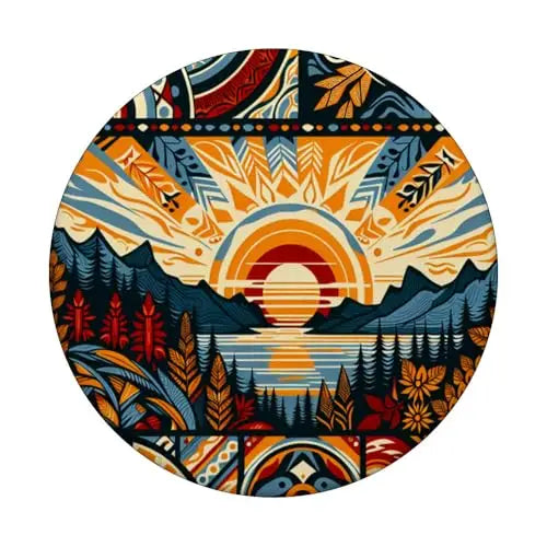Sunset Harmony: Tribal Nature Mosaic PopSockets Swappable