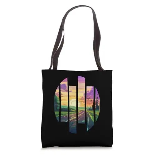 Sunset Journey: Fragmented Road to Serenity Tote Bag Apparel