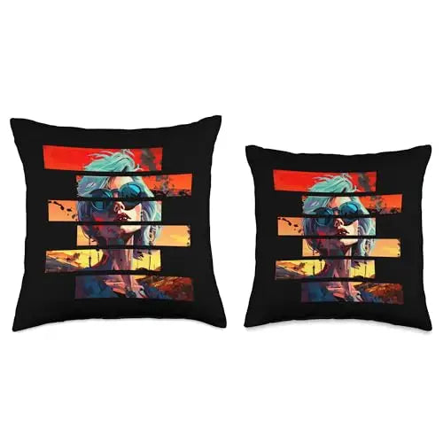 Sunset Rebellion: Fragmented Vibes Throw Pillow Home